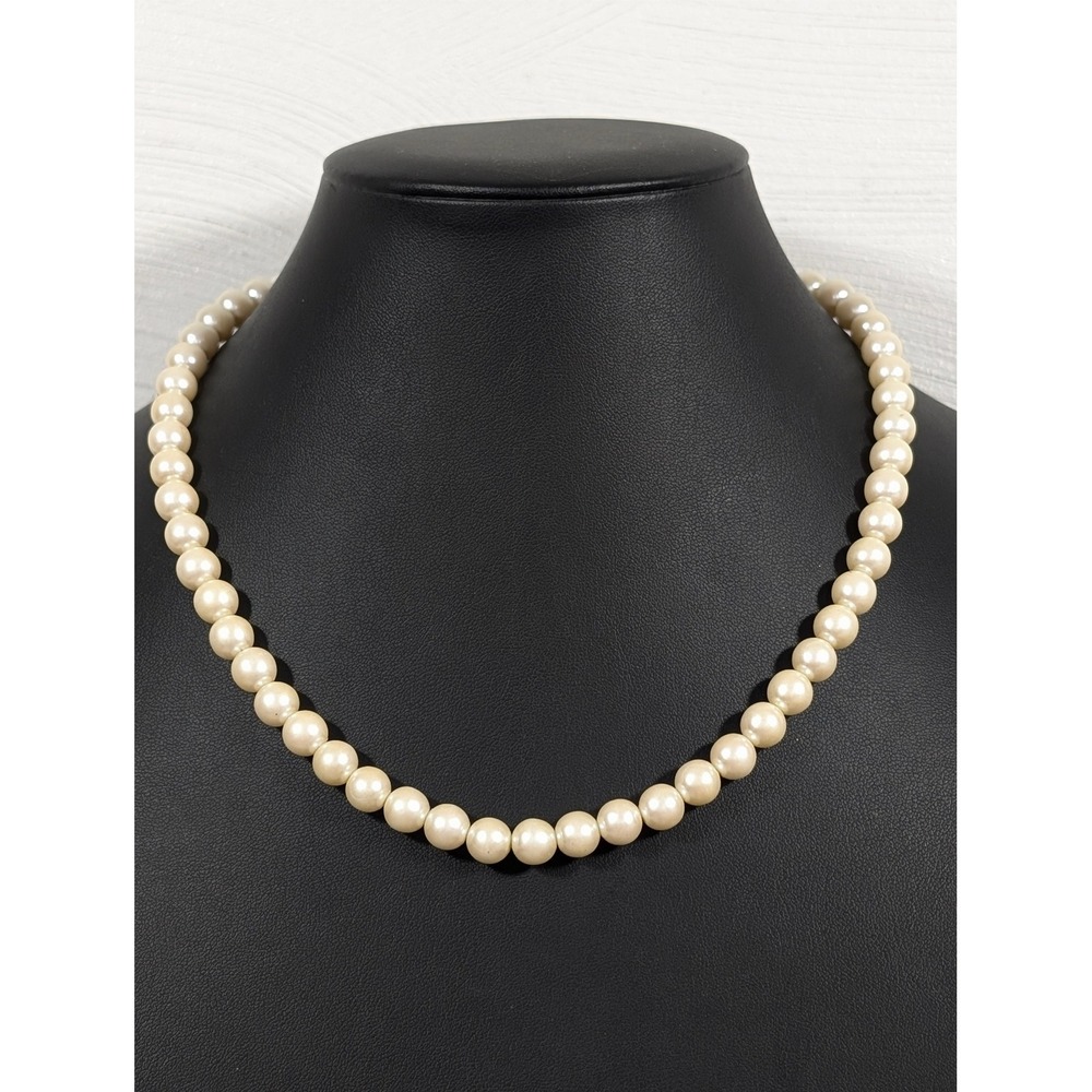 1928 Faux Pearl Necklace 18" Single Strand Classic Gold Tone Clasp